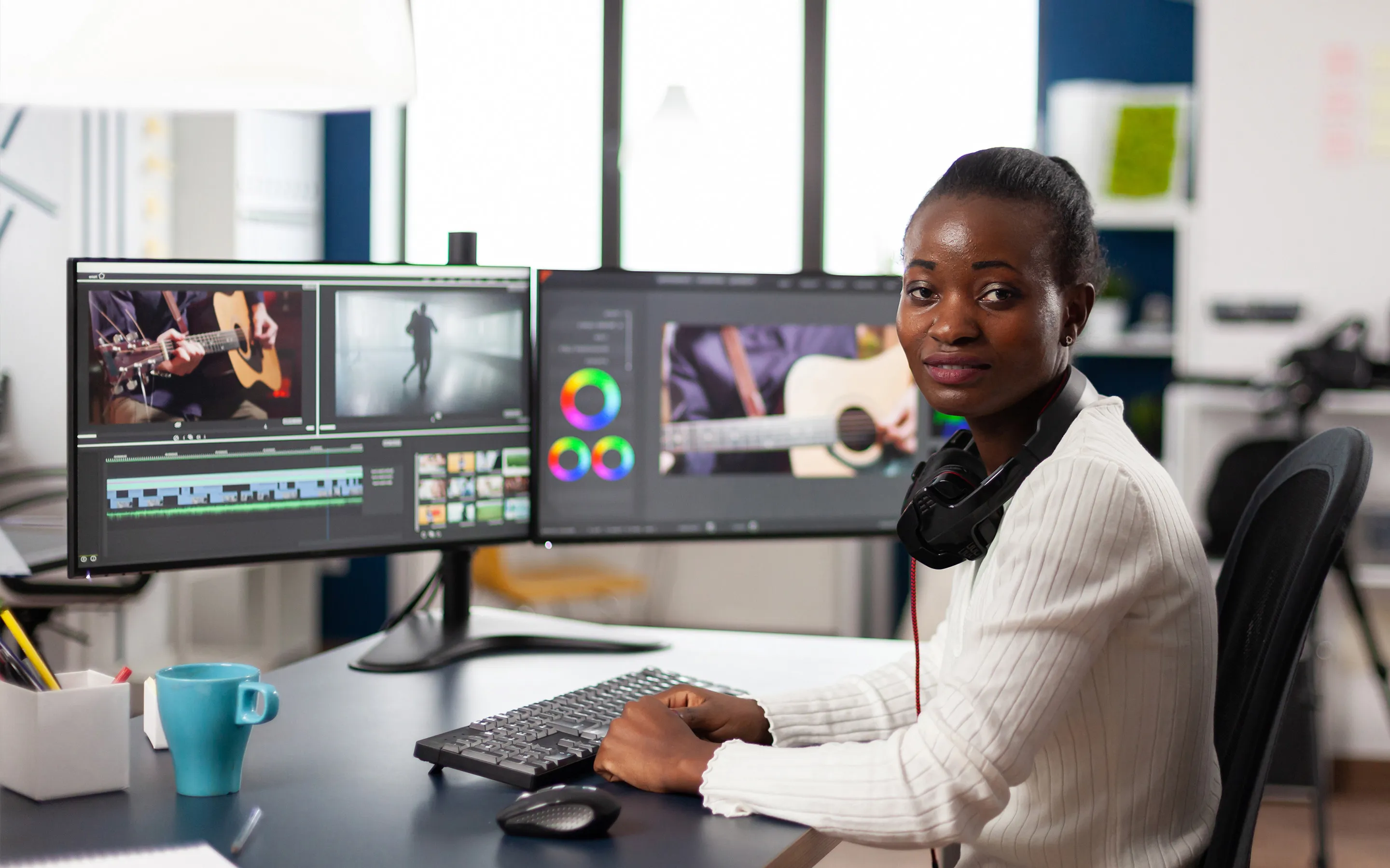 Creative team working together during an internship
